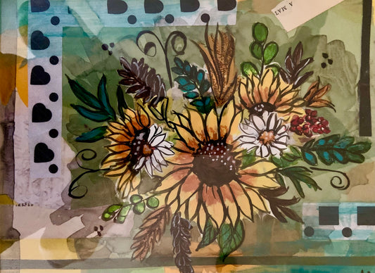 Framed Collage Sunflowers with Hearts