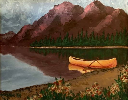 Framed Canvas - Peaceful Canoe